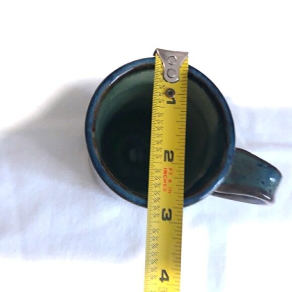 Vintage Handmade Small Pottery Coffee/Tea Mug Green/Brown - Picture 9 of 9